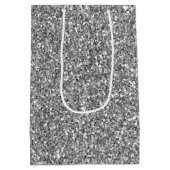 Glam Silver Faux Glitter Medium Cadeauzakje (Achterkant)