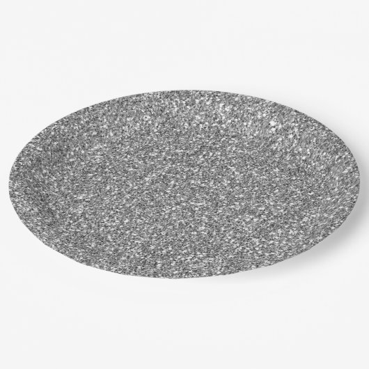 Glam Silver Faux Glitter Papieren Bordje (Gekanteld)