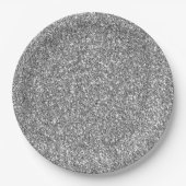 Glam Silver Faux Glitter Papieren Bordje (Voorkant)