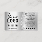 Glam Silver Foil Agate Bedankt voor je aankoop Inv Visitekaartje (Achterkant)