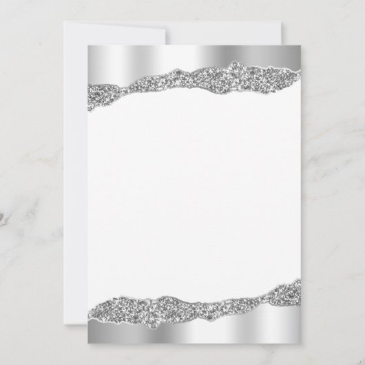 Glam Silver Foil Glitter Quinceañera Kaart (Achterkant)