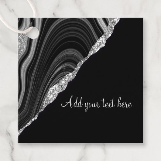 Glam Silver Glitter Black Festival Bedankjes Labels (Voorkant)