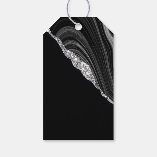 Glam Silver Glitter Black Festival Cadeaulabel (Achterkant)