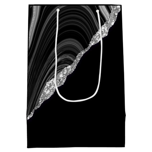 Glam Silver Glitter Black Festival Medium Cadeauzakje (Achterkant)