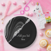 Glam Silver Glitter Black Festival Papieren Bordje (Feest)