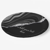 Glam Silver Glitter Black Festival Papieren Bordje (Gekanteld)