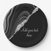 Glam Silver Glitter Black Festival Papieren Bordje (Voorkant)