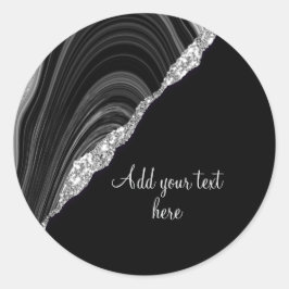 Glam Silver Glitter Black Festival Ronde Sticker