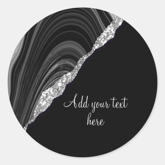 Glam Silver Glitter Black Festival Ronde Sticker (Voorkant)