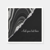 Glam Silver Glitter Black Festival Servet (Voorkant)