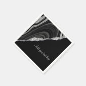 Glam Silver Glitter Black Festival Servet (Hoek)