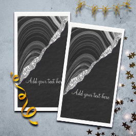 Glam Silver Glitter Black Festival Servet