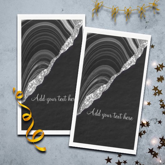 Glam Silver Glitter Black Festival Servet