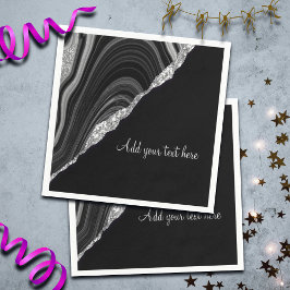 Glam Silver Glitter Black Festival Servet