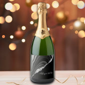 Glam Silver Glitter Black Festival Sparkling Wijnetiket