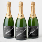 Glam Silver Glitter Black Festival Sparkling Wijnetiket (Flessen)