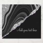 Glam Silver Glitter Black Festival Sparkling Wijnetiket (Enkel label)