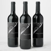 Glam Silver Glitter Black Festival Wijn Etiket (Flessen)