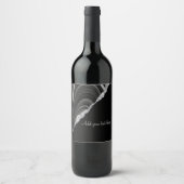 Glam Silver Glitter Black Festival Wijn Etiket (Voorkant)