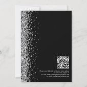 Glam Silver Glitter Black QR Code Weddenschap Kaart (Achterkant)