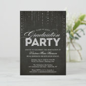 Glam Silver Glitter Bling Graduparty Kaart (Staand voorkant)