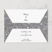 Glam Silver Glitter Bruiloft Verander de datum Aankondigingskaart (Voorkant)