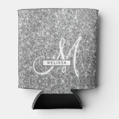 Glam Silver Glitter Custom Monogrammed en Named Blikjeskoeler (Voorkant)