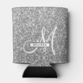 Glam Silver Glitter Custom Monogrammed en Named Blikjeskoeler (Achterkant)