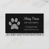 Glam Silver Glitter Dog Pet Grooming Visitekaartje (Voorkant)