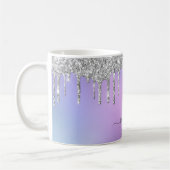 Glam Silver Glitter Drift Elegant Monogram Koffiemok (Links)
