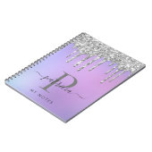 Glam Silver Glitter Drift Elegant Monogram Notitieboek (Linkerzijde)