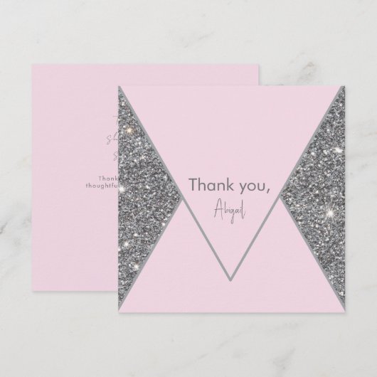 Glam Silver Glitter en Roze Vrijgezellenfeest Dank (Voorkant / Achterkant)