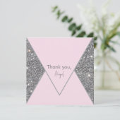 Glam Silver Glitter en Roze Vrijgezellenfeest Dank (Staand voorkant)