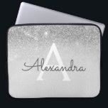 Glam Silver Glitter en Sparkle Chic Monogrammed Laptop Sleeve<br><div class="desc">Silver Ombre Faux Glitter en Sparkle Modern en Elegant Monogram Hoesje. Dit hoesje kan worden aangepast om uw initiaal en voornaam op te nemen.</div>