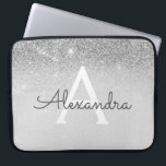 Glam Silver Glitter en Sparkle Chic Monogrammed Laptop Sleeve<br><div class="desc">Silver Ombre Faux Glitter en Sparkle Modern en Elegant Monogram Hoesje. Dit hoesje kan worden aangepast om uw initiaal en voornaam op te nemen.</div>