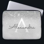 Glam Silver Glitter en Sparkle Chic Monogrammed Laptop Sleeve<br><div class="desc">Silver Ombre Faux Glitter en Sparkle Modern en Elegant Monogram Hoesje. Dit hoesje kan worden aangepast om uw initiaal en voornaam op te nemen.</div>