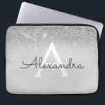Glam Silver Glitter en Sparkle Chic Monogrammed Laptop Sleeve<br><div class="desc">Silver Ombre Faux Glitter en Sparkle Modern en Elegant Monogram Hoesje. Dit hoesje kan worden aangepast om uw initiaal en voornaam op te nemen.</div>