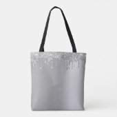 Glam Silver Glitter Gepersonaliseerd Monogram Tote Bag (Achterkant)