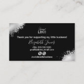 Glam Silver Glitter Hartelijk dank voor uw aankoop Visitekaartje (Achterkant)