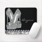 Glam Silver Glitter High Heels Shoes Muismat (Met muis)