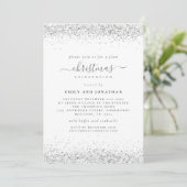 Glam Silver Glitter-kerstfeest Uitnodiging (Staand voorkant)