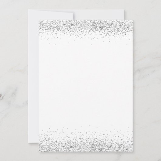 Glam Silver Glitter-kerstfeest Uitnodiging (Achterkant)