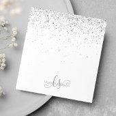 Glam Silver Glitter Monogram Naam Notitieblok