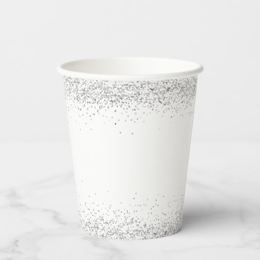 Glam Silver Glitter Naam Datum Vrijgezellenfeest Papieren Bekers (Achterkant)