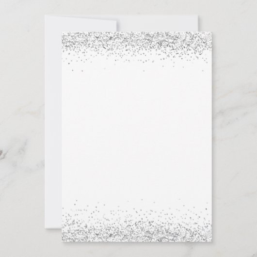 Glam Silver Glitter Script Kerstparty Kaart (Achterkant)