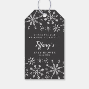 Glam Silver Glitter Winter Wonderland Baby shower Cadeaulabel