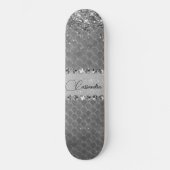 Glam Silver Glittery Diamond Bling Skateboard (Voorkant)