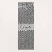 Glam Silver Glittery Diamond Bling Yogamat (Achterkant)