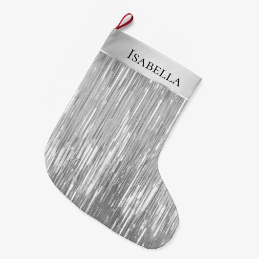 Glam Silver Glitzy Sparkle Naam Grote Kerstsok (Voorkant (Hangend))