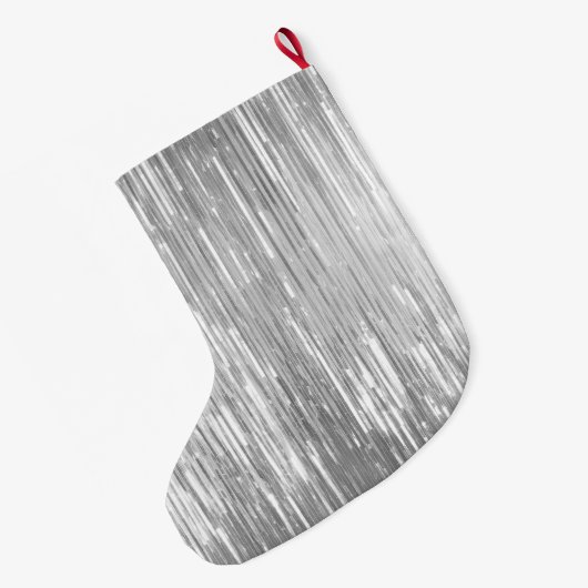 Glam Silver Glitzy Sparkle Naam Grote Kerstsok (Achterkant (Hangend))